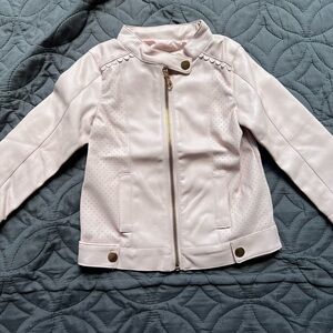 Girls' Pink Faux Leather Moto Jacket with Gold Hardware size 24 months
